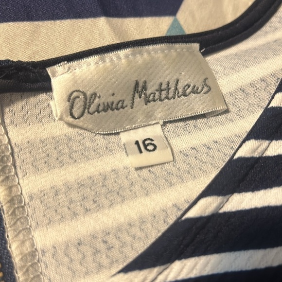 Olivia Matthews Striped Dress 16 Blue White Stripe - Picture 5 of 6